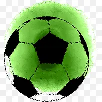 绿色水彩晕染足球矢量素材