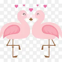 粉红色情人节接吻火烈鸟