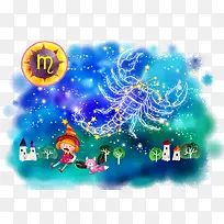 手绘天蝎座星座图