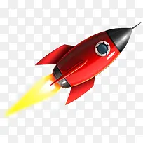 扁平合成质感红色的火箭发射