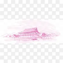 紫色手绘复古宅邸七夕情人节海报背景