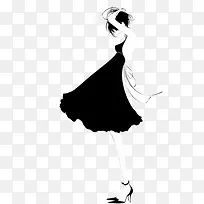 黑色裙摆跳舞的女人
