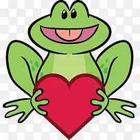 青蛙爱心卡通矢量图