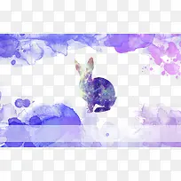 蓝紫色渐变星空兔免扣分层素材