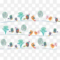 创意小鸟树木设计背景矢量