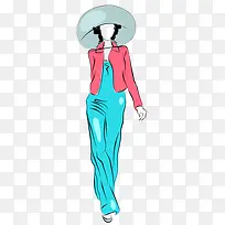 卡通人物手绘美女