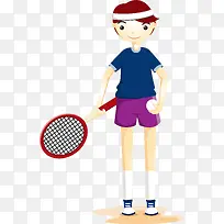卡通网球运动员矢量图