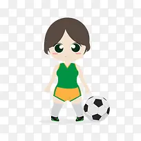 女足球运动员卡通素材
