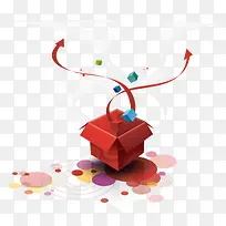礼物 打开的礼盒 红色 彩带 