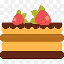 手绘草莓蛋糕矢量图