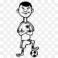 卡通学生小男孩踢足球png
