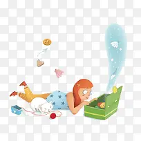 翻找箱子的女孩子