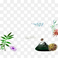 海底生物植物装饰矢量图