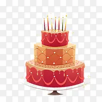 红色生日蛋糕矢量图