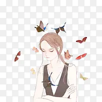 唯美女孩和蝴蝶