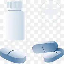 药瓶和蓝色药片