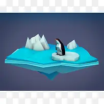 冰山上的企鹅卡通海报背景