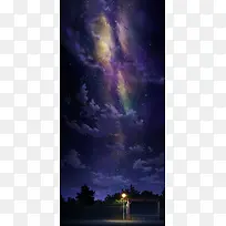 紫色星空星云银河高清摄影合成