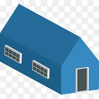 蓝色矢量小房子素材