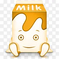 卡通牛奶黄色盒子PNG图标
