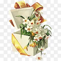 古典手绘盒子鲜花