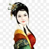 红色裹胸女子古风立绘半身像