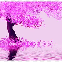 鲜花树木湖泊风景