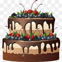 水果点缀巧克力蛋糕