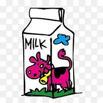 彩色牛奶盒手绘