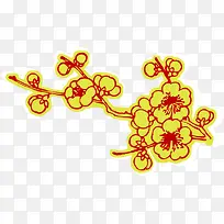 黄色手绘梅花图案