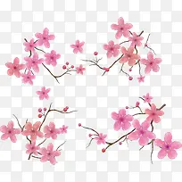 矢量手绘粉色花朵装饰