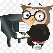 猫头鹰弹钢琴
