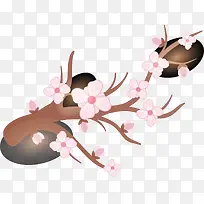 樱花树枝手绘精美