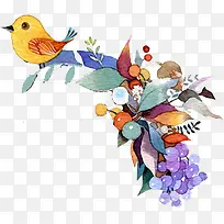 水彩艺术花鸟图案