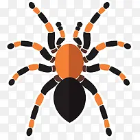 黑橘色矢量卡通对称蜘蛛