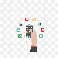 矢量彩色创意手持手机APP