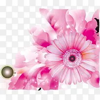 粉色花朵喷画素材