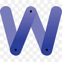 蓝紫色拼接英文大写字母W