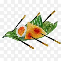 手绘水彩食物插图端午节传统习俗