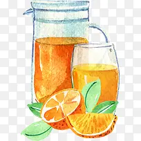 矢量手绘柠檬茶