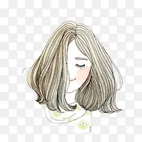 手绘微笑女孩