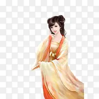 古风清秀黄衣手绘美女