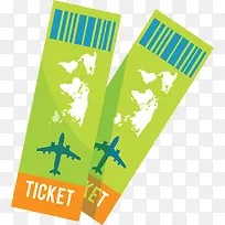 两张绿色旅游机票