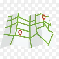 绿色线条折纸地图