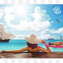夏季海边度假海报背景
