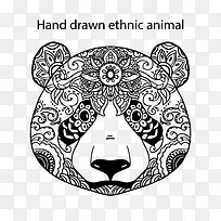 矢量手绘熊猫