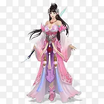 古风优雅盛装女侠手绘