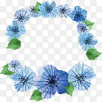 蓝色水彩花朵标题框