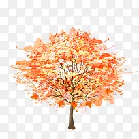 手绘风格秋天的树