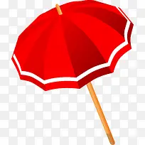 红色雨伞卡通效果夏日